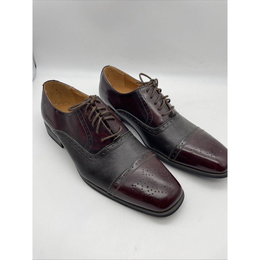 NWOB Men's GIORGIO VENTURI Burgundy Oxford Dress Shoes Cap Toe Size‎ 9.5 NEW